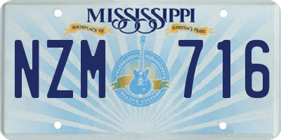 MS license plate NZM716