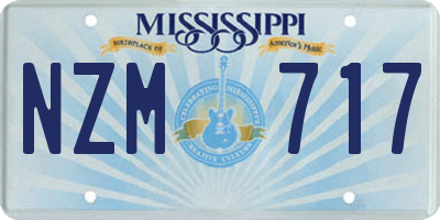 MS license plate NZM717