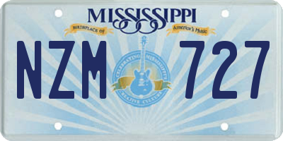 MS license plate NZM727