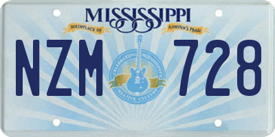 MS license plate NZM728