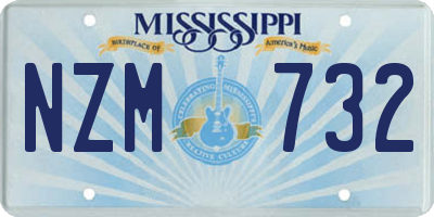 MS license plate NZM732