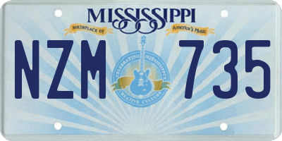 MS license plate NZM735