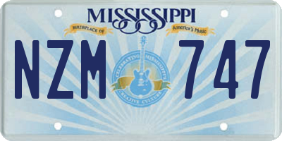 MS license plate NZM747