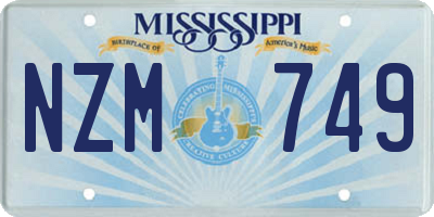 MS license plate NZM749