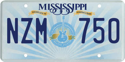 MS license plate NZM750
