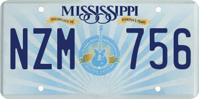MS license plate NZM756
