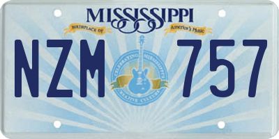 MS license plate NZM757