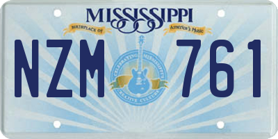 MS license plate NZM761