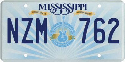 MS license plate NZM762