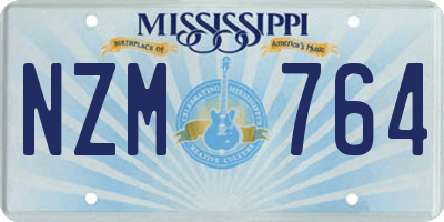 MS license plate NZM764
