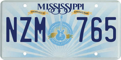 MS license plate NZM765