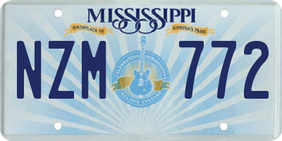 MS license plate NZM772