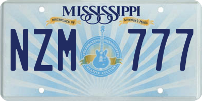 MS license plate NZM777
