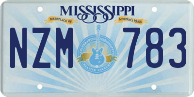 MS license plate NZM783