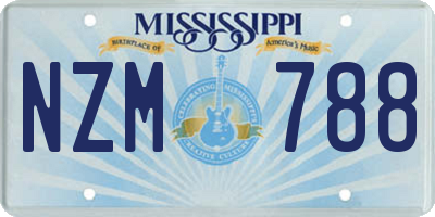 MS license plate NZM788