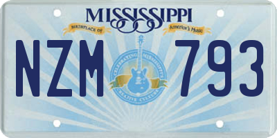 MS license plate NZM793