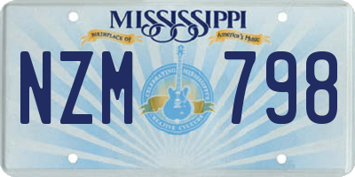 MS license plate NZM798