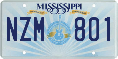 MS license plate NZM801
