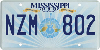 MS license plate NZM802