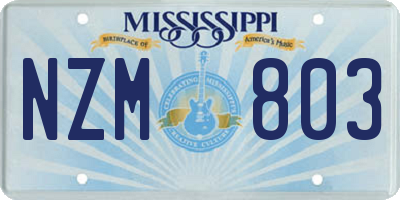 MS license plate NZM803