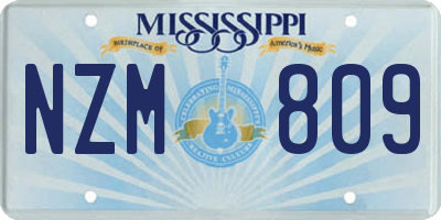 MS license plate NZM809