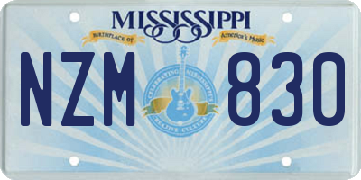 MS license plate NZM830