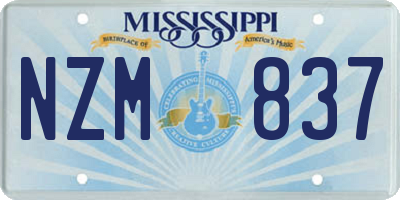 MS license plate NZM837