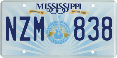 MS license plate NZM838