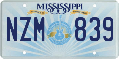 MS license plate NZM839