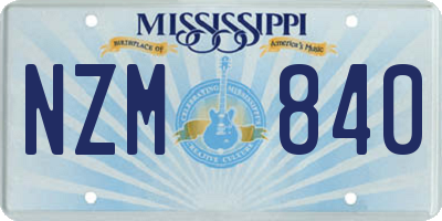 MS license plate NZM840