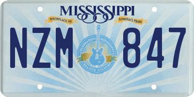 MS license plate NZM847