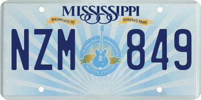 MS license plate NZM849