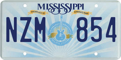 MS license plate NZM854