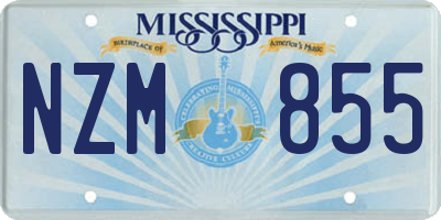 MS license plate NZM855