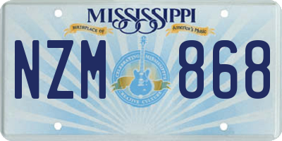 MS license plate NZM868