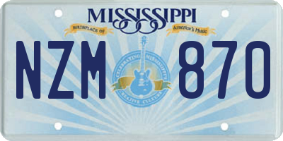 MS license plate NZM870