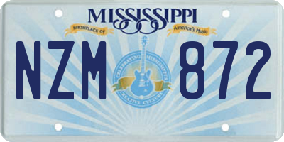 MS license plate NZM872