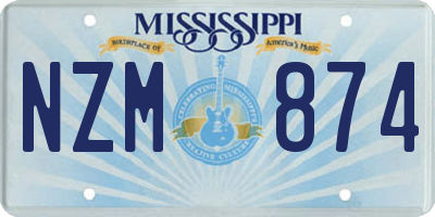 MS license plate NZM874