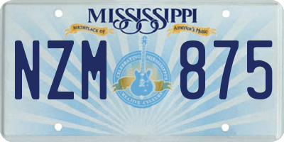 MS license plate NZM875