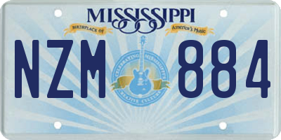 MS license plate NZM884