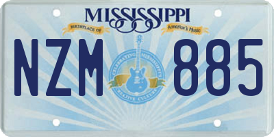 MS license plate NZM885