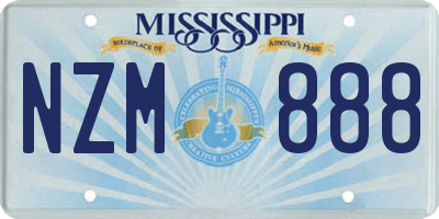 MS license plate NZM888