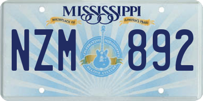 MS license plate NZM892