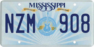 MS license plate NZM908