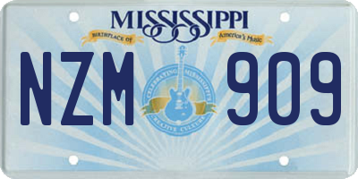 MS license plate NZM909