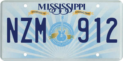 MS license plate NZM912
