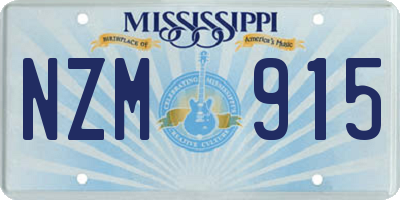 MS license plate NZM915