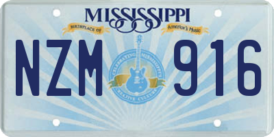 MS license plate NZM916