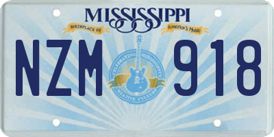 MS license plate NZM918