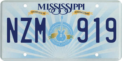 MS license plate NZM919